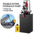 Car Jack Hydraulic Pump 12V DC Double Acting Power Unit 4-20 Quart Steel Oil Tank Dump Trailer Truck Car Lift Motor Pump(12 Quart 2 Acting)