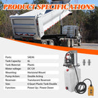 6 Quart 12V Double Acting Electric Hydraulic Pump, Power Unit with 6L Tank Repair Medium-Sized Lifting Platforms All Dump
