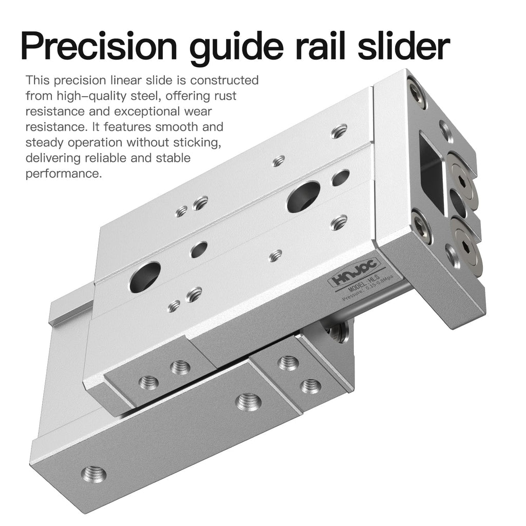 Slide Guide Rail Pneumatic Cylinder, 1 inch (25mm) Bore 6 inch (150mm) Stroke with Magnetic, Mini High Precision Guided Air Cylinder for Automation (HLS25-150)