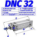 Type DNC-50-PPV-A DNC-50-125-PPV-A Cylinder Pneumatic Components bore 32 40 50mm 25-320mm Stroke(200-PPV-A)