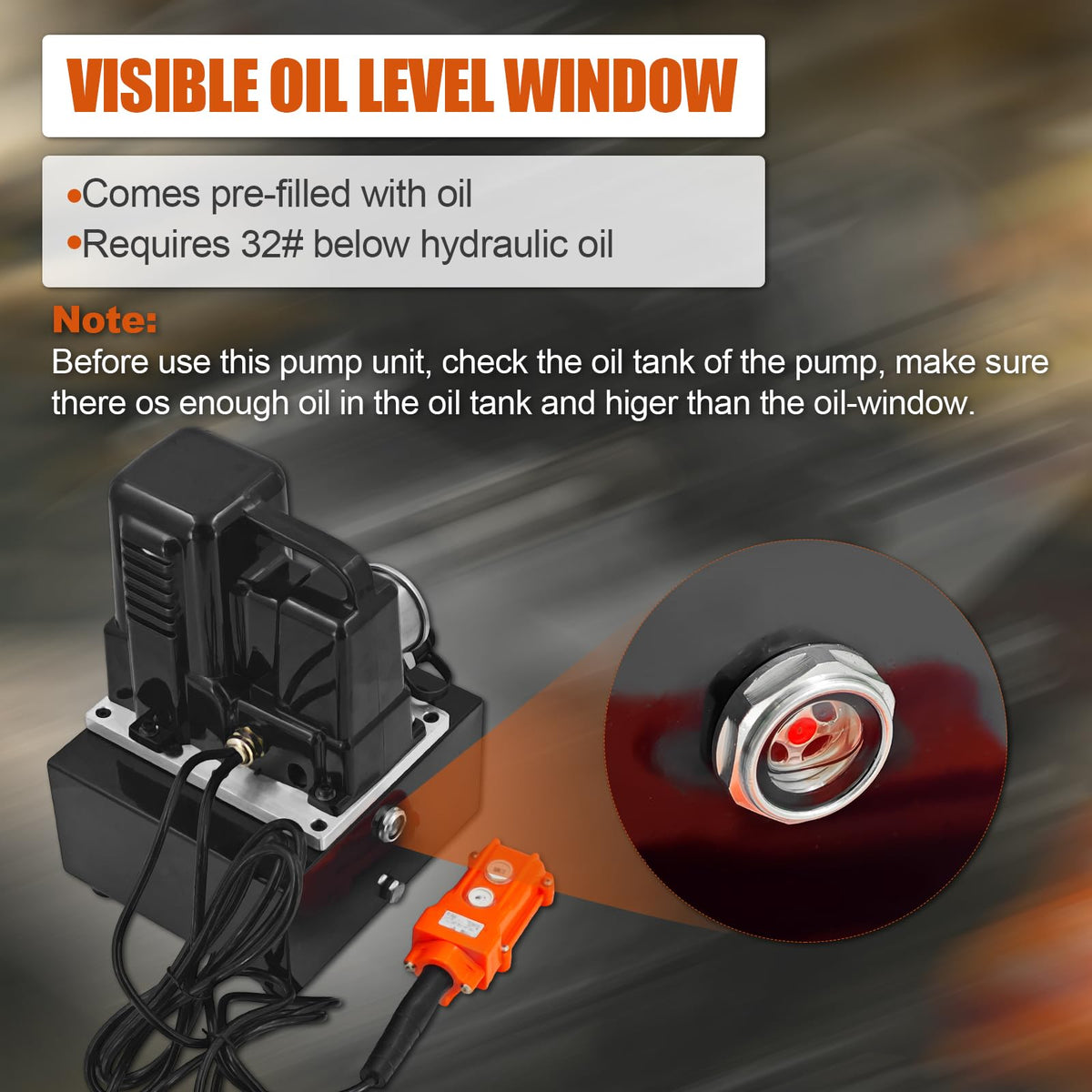 Electric Hydraulic Pump 10,000 PSI, 1.2KW, 0.8Gal/3L Capacity