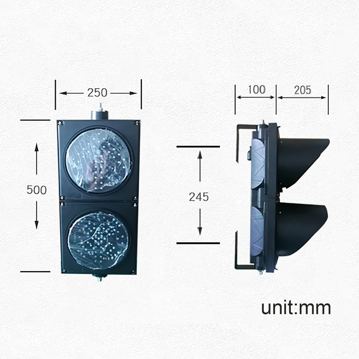 Industrial LED Traffic Light, Red/Green Stop Light, Indicator Warning Light, PC Housing Waterproof, for Intersections, Roads, Toll Booths, Curves, Bridges (Color : 200MM-24V)(200mm 110v)