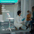Pneumatic Adjustable Rolling Medical Cart with iPad Enclosure