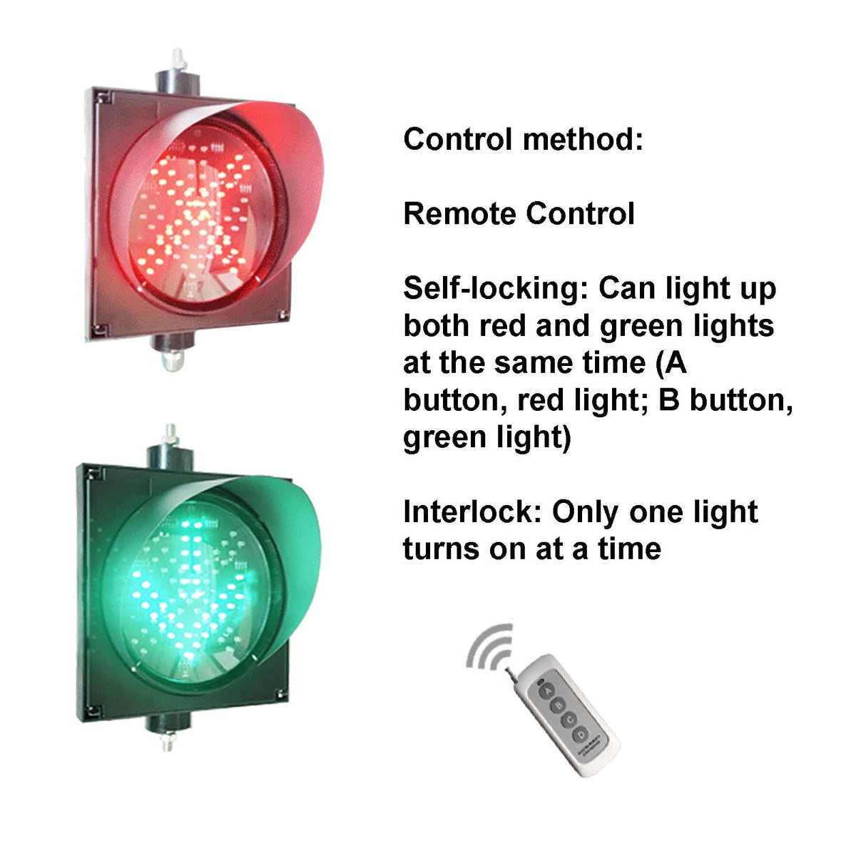 Mini Traffic Signal Light, LED Traffic Light Stop Light, 1 Light X/Arrow, for Industrial Loading Dock Bay Light, Indicator Light (Color : Remote Control, Size : 200mm-110v)(Remote Control,200MM 24v)