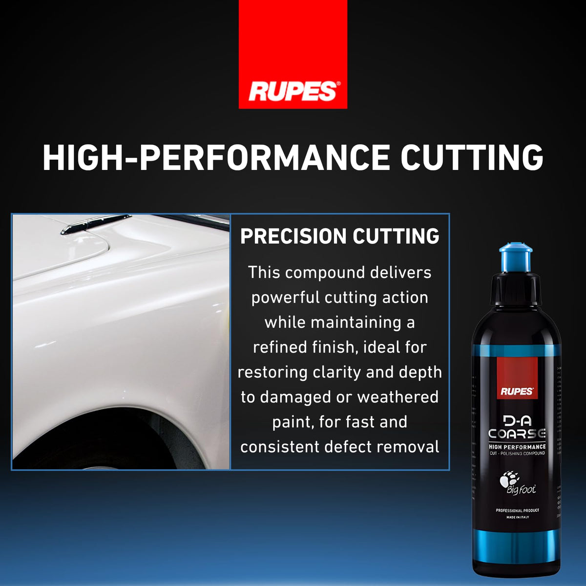 RUPES 9.DACOARSE250 Pack of 12 Blue 250 ml D-A Coarse High Performance Cut Polishing Compounds for Car Detailing & Removing Scratches | Removes Swirl Marks | Moderate to Severe Defect Removal