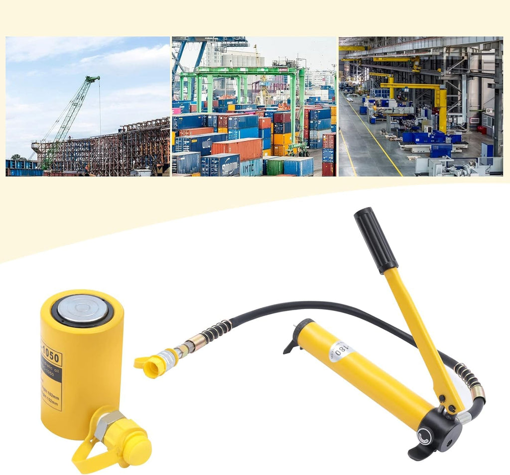 10 Ton Hydraulic Lift Kit with Manual Hand Pump, Compact Multi-Section Ram, 2 Inch Stroke Cylinder for Automotive Repairs and Heavy-Duty Applications