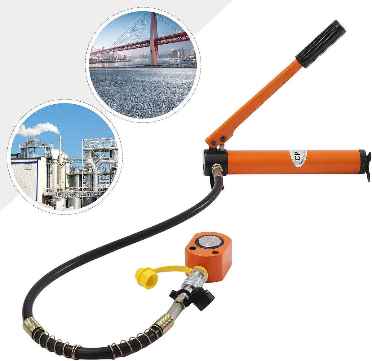 10 Ton Manual Hydraulic Pump and Jack Set, 70Mpa High Pressure Low Profile Steel Cylinder for Car Repair, Industrial Lifting, Bending and Straightening - Professional Tool Kit