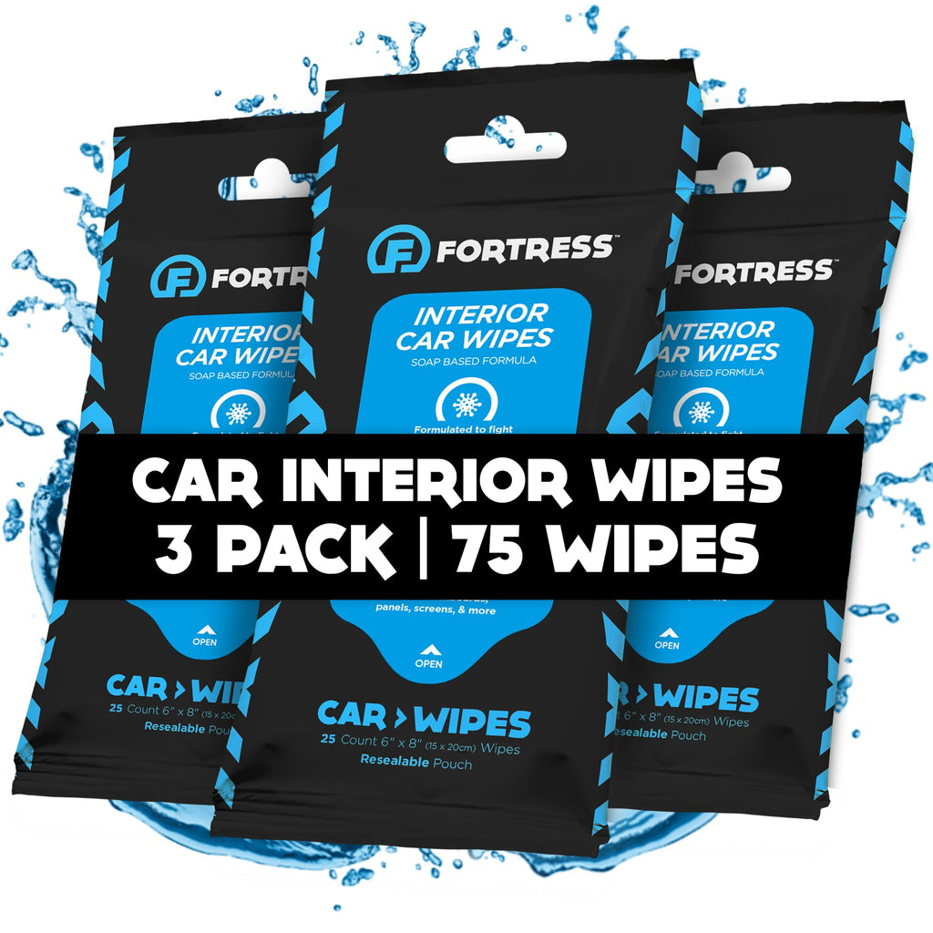 Fortress Car Interior Cleaner Wipes, Microfiber Cloth (25 ct, Pack of 63)