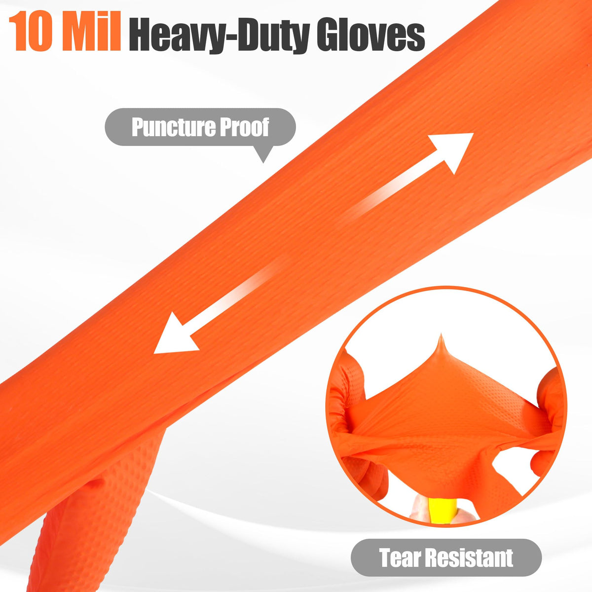 TREEGO 10 Mil Orange Nitrile Mechanic Gloves, Diamond Grip, 1000 Count M