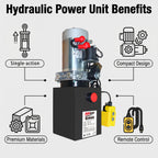 Single Acting Hydraulic Pump 4 Quart Hydraulic Power Units 12V DC Hydraulic Pump SAE#6 Connector for Dump Trailer Car Lifting