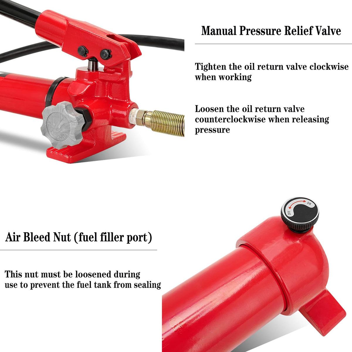 Single Acting Hydraulic Manual Lifting Pump CP-700A, 10000psi Portable Manual Hydraulic Pump with 1.8m Length Hose and Pressure Guage ZG 3/8 in Connector for Industry