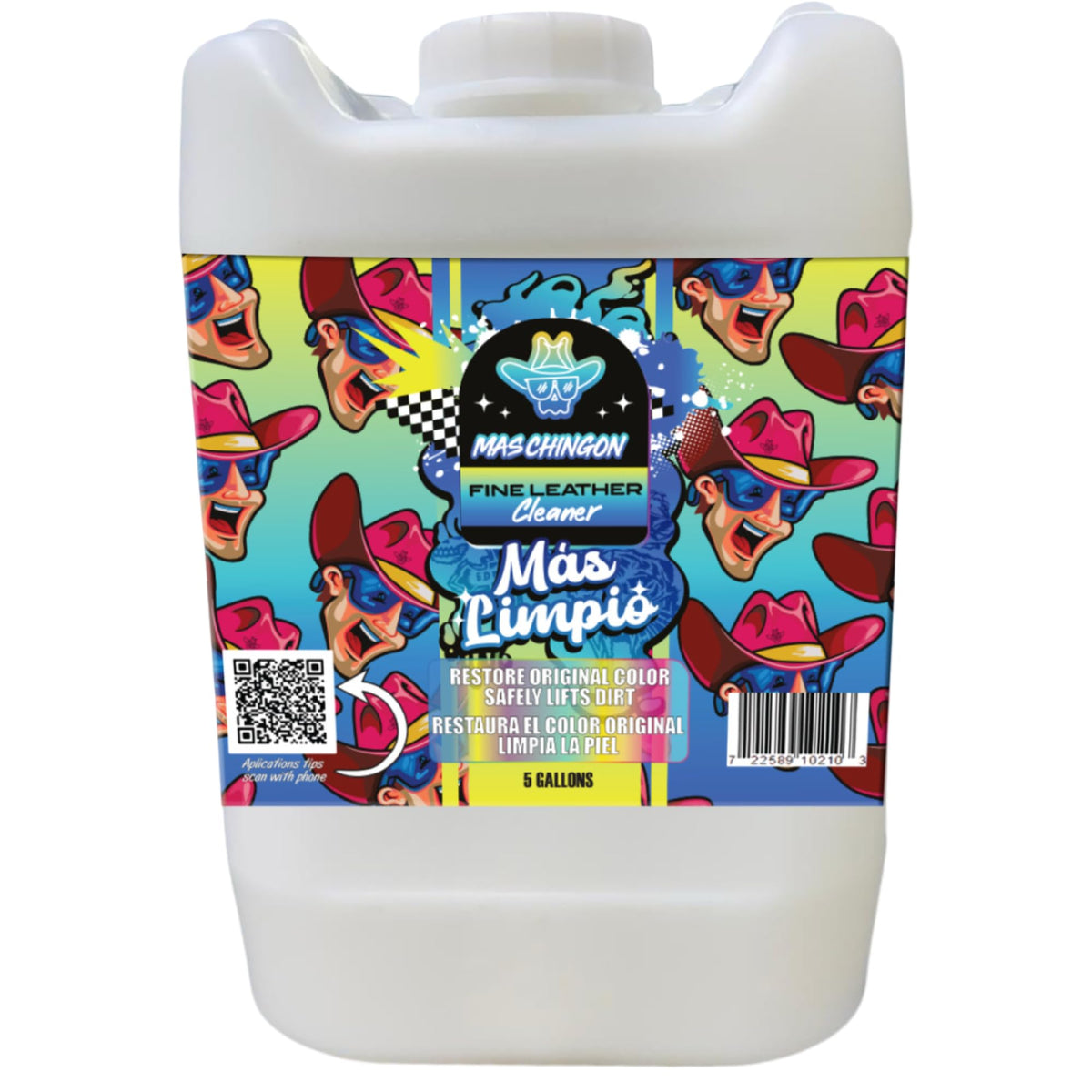 Mas Chingon Fine Leather Cleaner Restore Original Color Safely Lifts & Grime Deep Cleans Leather, Faux & Vinyl - Couches, Car Seats, Purses, Tack, Shoes & Bags. Safe Any Colors and More (5 Gallons)