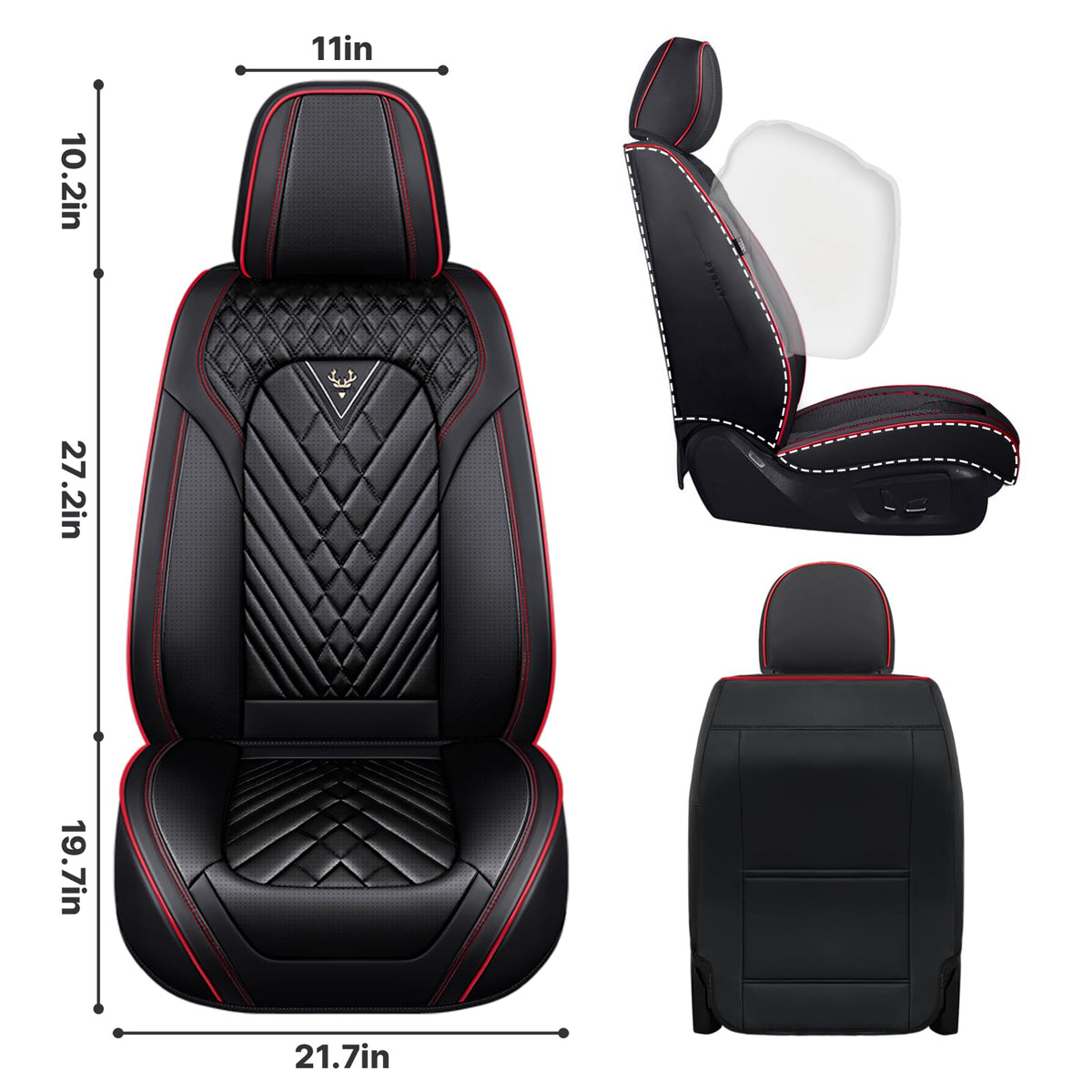 Full Set for Cadillac OPTIQ Seat Covers 2025-2027, Black-Red