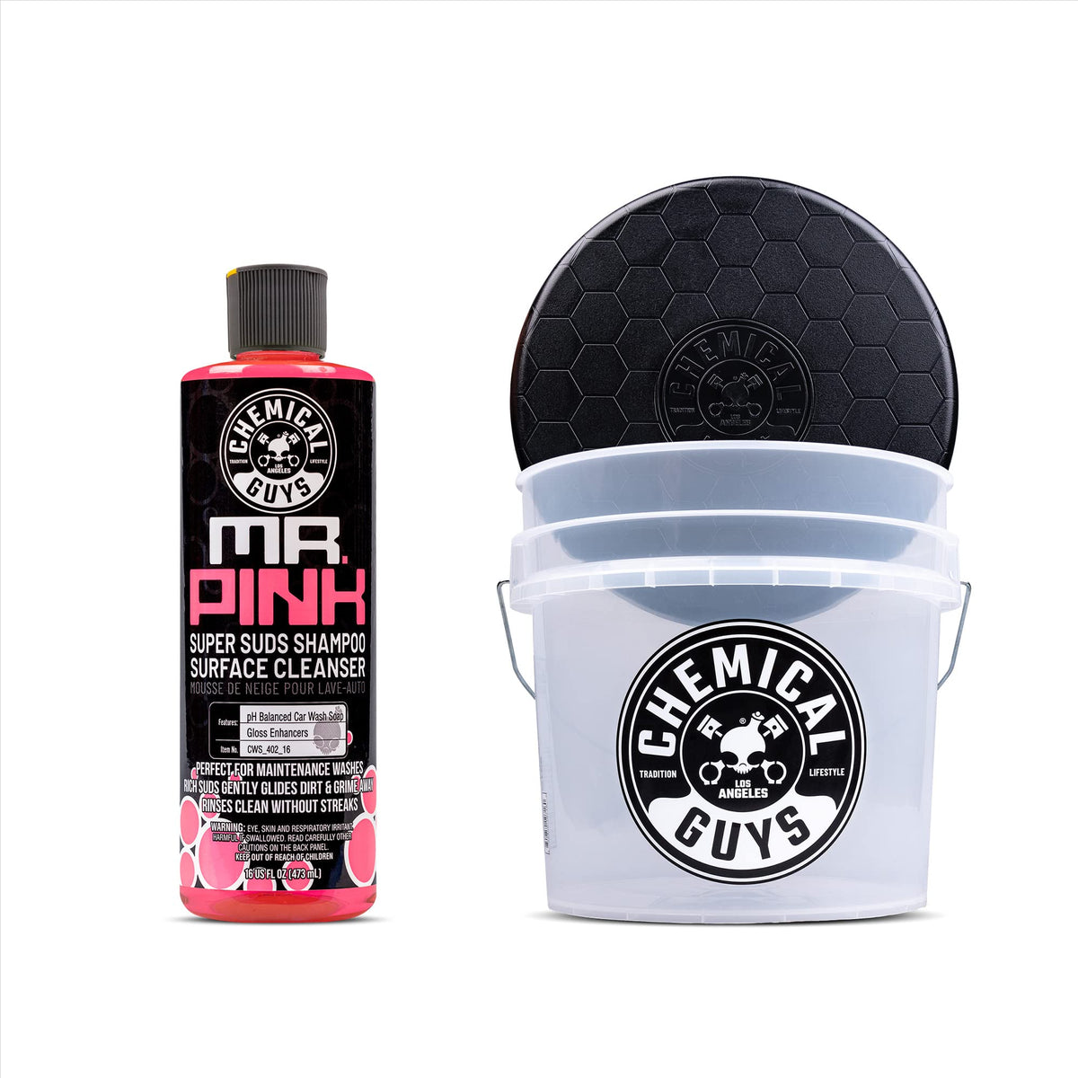 Chemical Guys CWS_402FC 16-Piece Arsenal Builder Carwash Kit, Foam Cannon, Bucket (6) 16 oz Car Care Cleaning Chemicals (Works w/Pressure Washers) with Mr. Pink Foaming Car Wash Soap, 16 oz