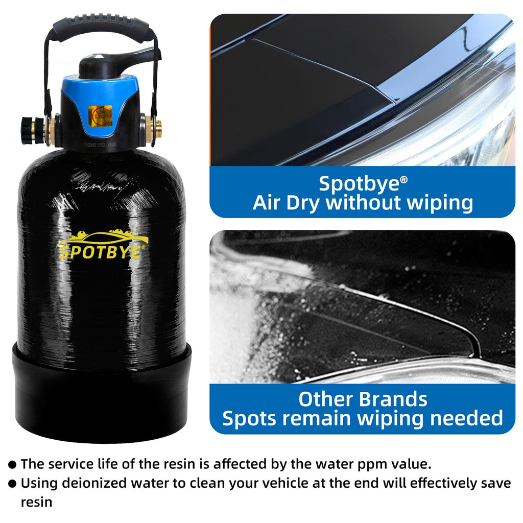 Spotless Water System for Car Wash, 10L Mixed Bed Resin DeionizedWater System, Bypass Valve & TDS Meter, Spot-Free Rinse for Cars RVs Boats Solar Panels