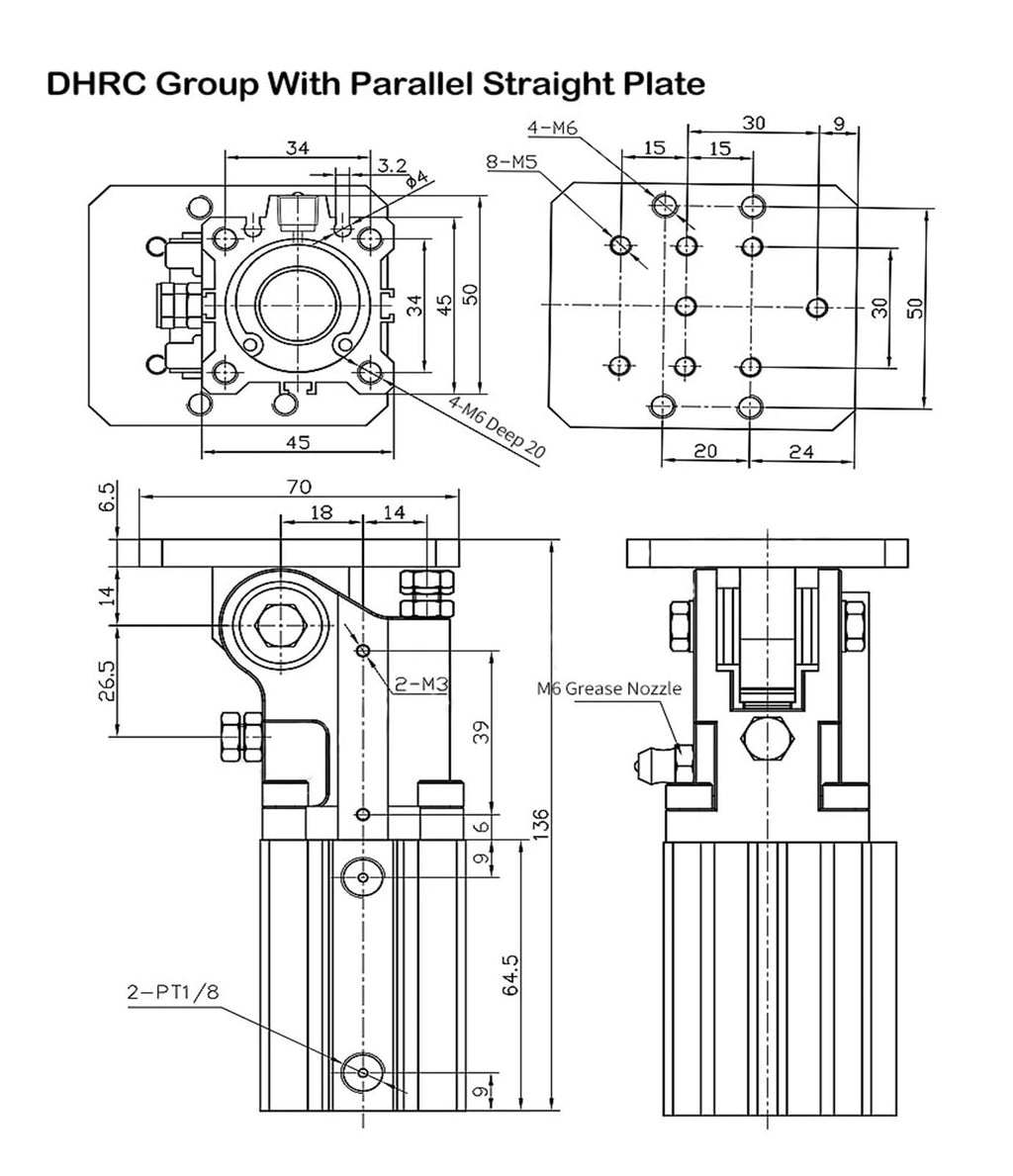 1pcs Pneumatic Manipulator Accessories Side Posture Block Lever DHRC32-30LB/ZB Fixture 90 Degree flip Cylinder(DHRC32-30ZB)
