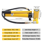 10 Ton Hydraulic Lift Kit with Manual Hand Pump, Compact Multi-Section Ram, 2 Inch Stroke Cylinder for Automotive Repairs and Heavy-Duty Applications