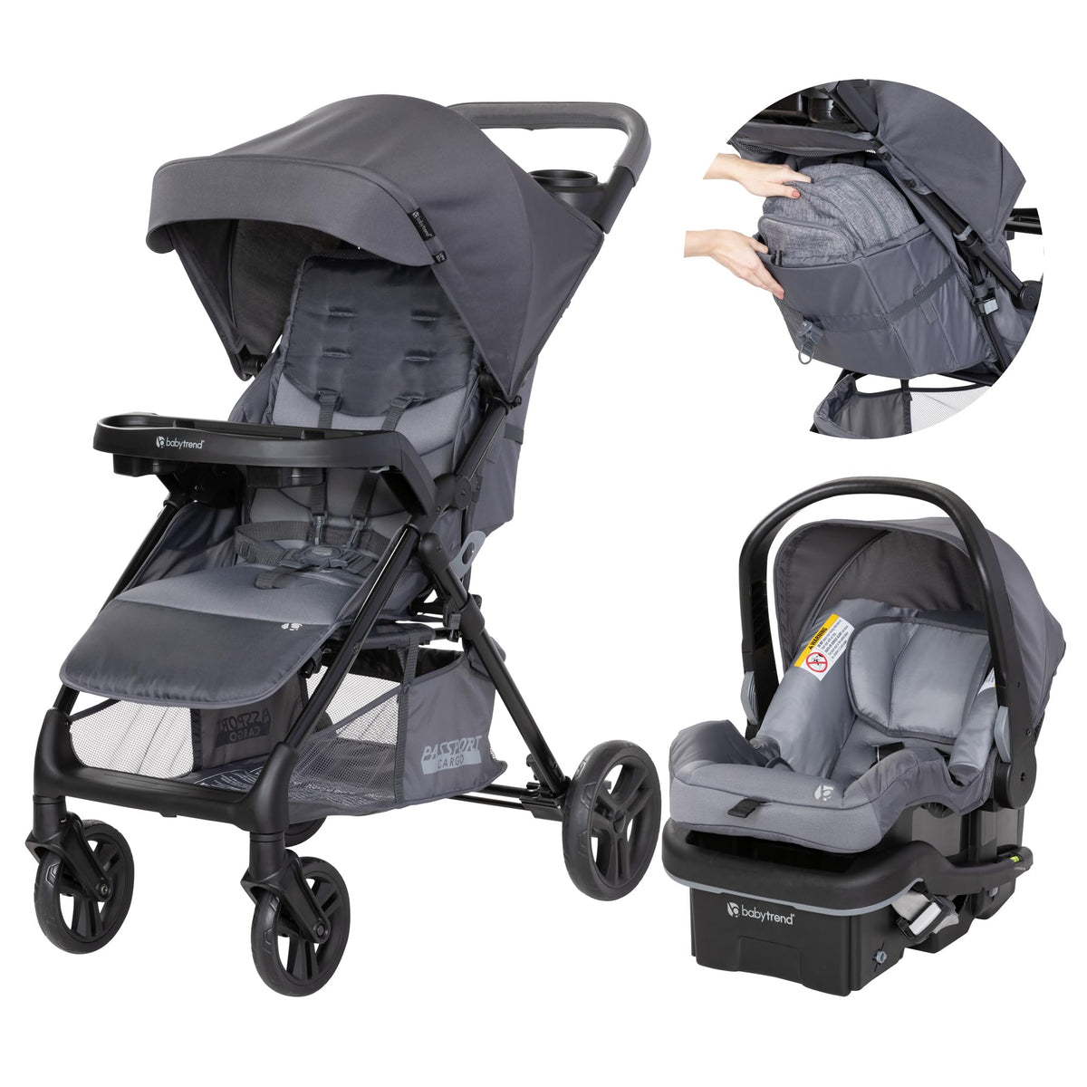 Baby Trend Passport® Cargo Stroller Travel System with EZ-Lift™ Plus Infant Car Seat, Pink Bamboo
