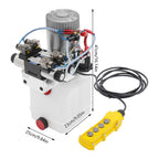 12V DC Hydraulic Pump Single Acting, 4.5 Quart Square Plastic Reservoir, Double Acting Capable, for Dump Trailer, Lift Gate, Small to Medium Hydraulic Power Unit