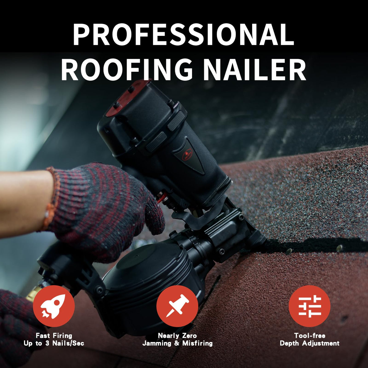 AEROPRO 15 Degree Coil Roofing Nailer for 3/4″ up to 1-3/4″ Roofing Nails