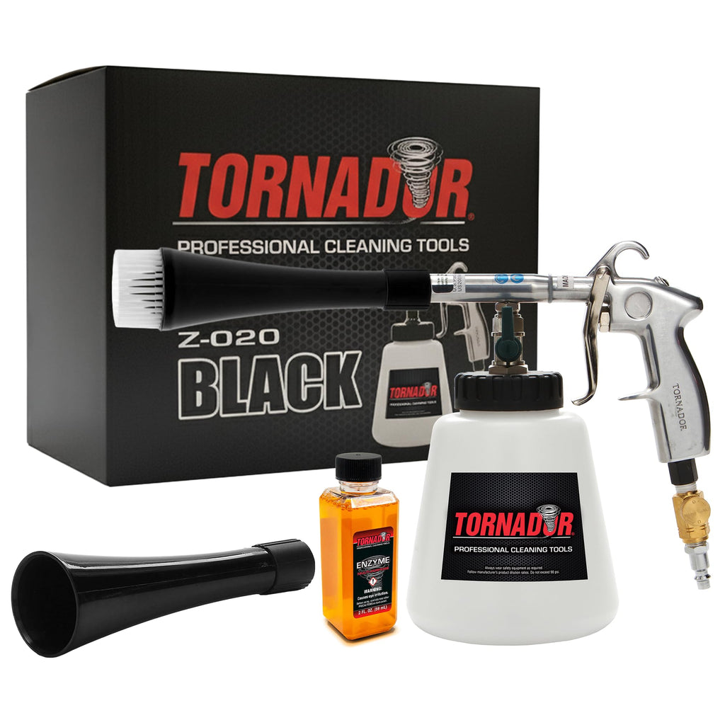 Tornador Black Z-020 Car Detailing Tool Includes 32oz Reservoir | Professional High-Pressure Cleaning Gun for Auto Interiors | Adjustable Air Regulator | Low Noise & Air Consumption | Durable Design