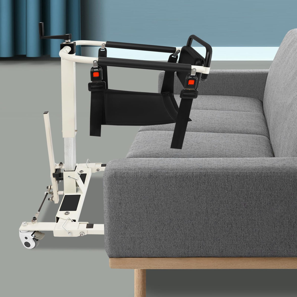 Multi-Functional Patient Lift Chair, Adjustable Height & Width Sit to Stand Assist Lifter with Commode Toilet Seat, Portable for Home Car Travel, Elderly Disabled Care