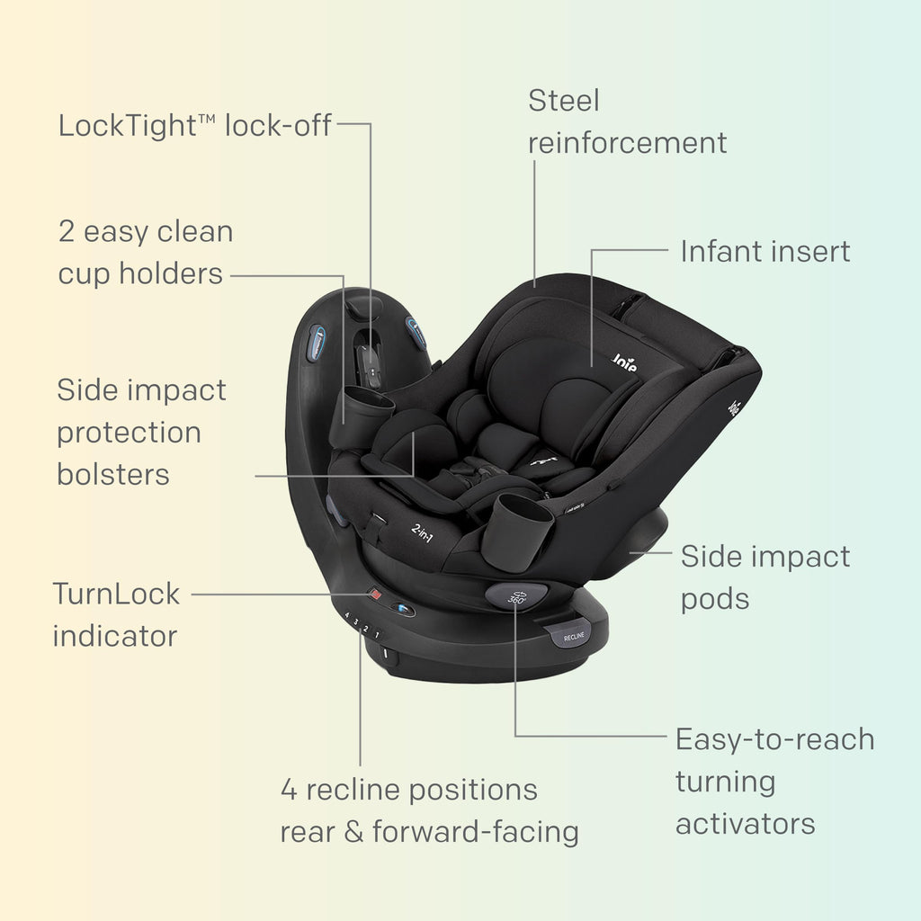 Joie Chili Spin SI 360 Rotating Convertible Car Seat, 2-in-1 Rear & Forward