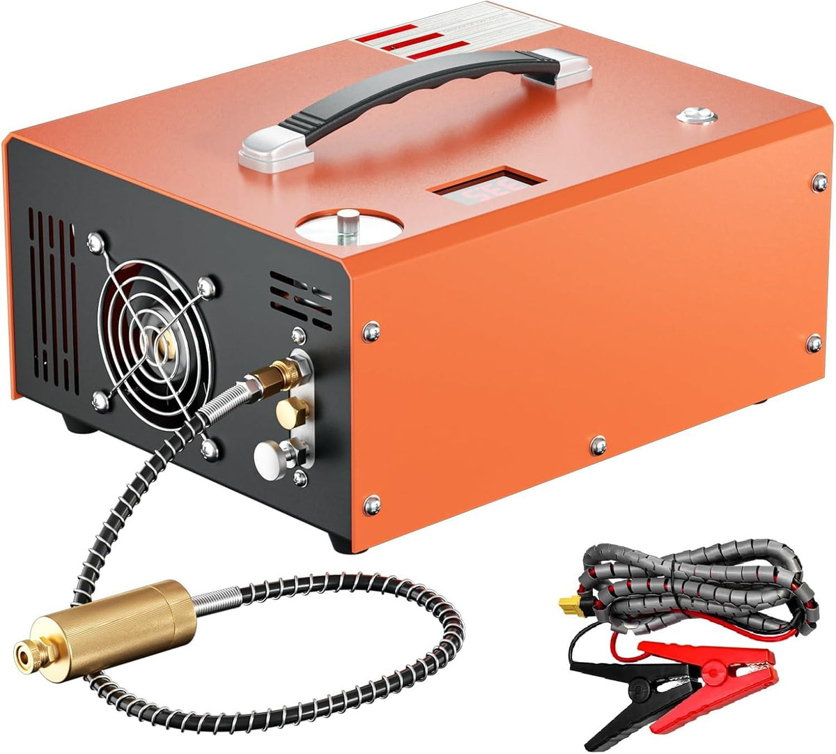 PCP Air Compressor, 4500PSI/30Mpa Scuba Tank Compressor, DC12V/AC120V PCP Airgun Compressor Manual-stop, Oil/Water-Free High Pressure Air Compressor Pump for Paintball, Air Rifle