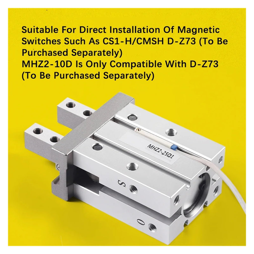 1pcs MHZ2 Pneumatic Finger Cylinder Parallel Gripper MHZ2-10/16/25/32/40D1/D2/D3 Side Thread Aluminium Clamps(MHZ2-25D3)