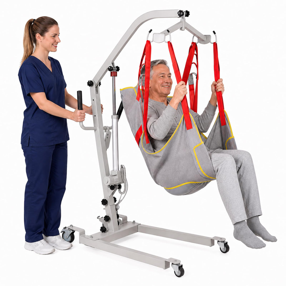 Electric Patient Lift for Home, 510 lbs Capacity Transfer Lift with Quiet 6000N Motor & Washable Sling, Senior Lifting Device for Bedridden, Disabled & Full/Partial Paralysis, Home Car Travel Use