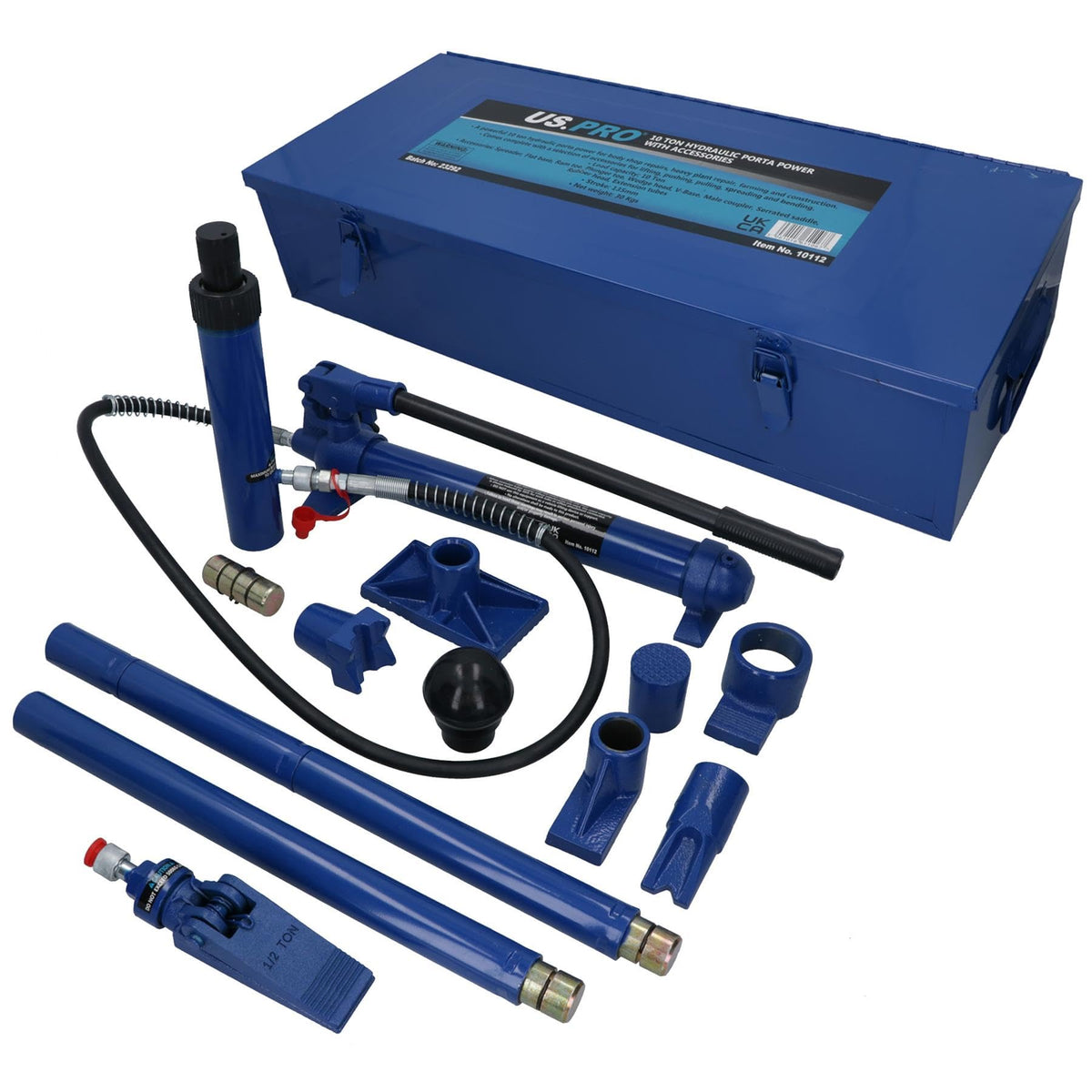 10 Ton Hydraulic Porta Power Jack Pump with Accessories Dent Frame Repair
