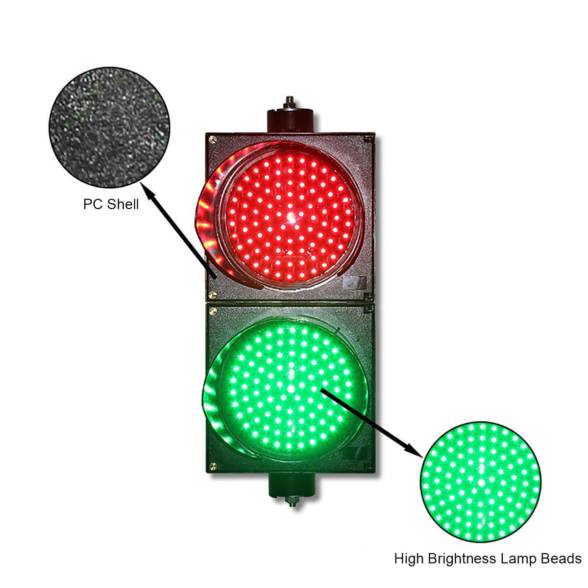 Traffic Light, Red/Green Stop Light, Industrial LED Traffic Light Lamp, Traffic Light Controller, for Intersections, Roads, Toll Booths, Curves, Bridges (Color : 200mm-12V)(200mm 24v)