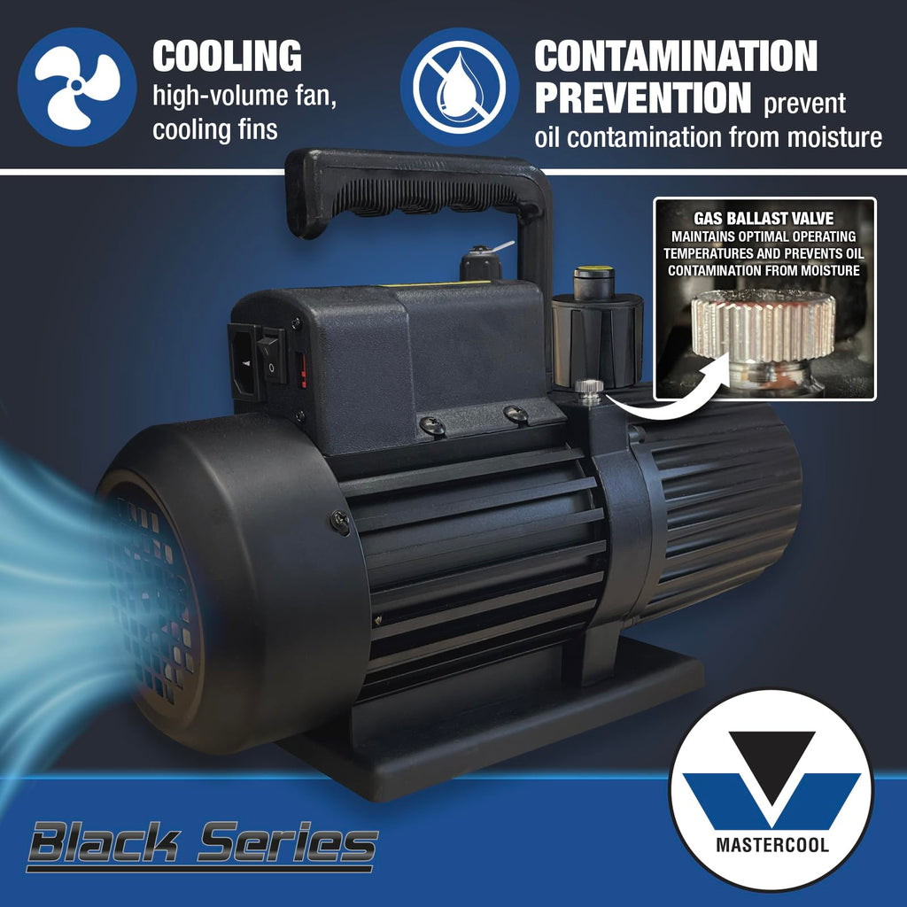 Mastercool 90612-2V-110-BL Black Series 12 CFM Two Stage Vacuum Pump