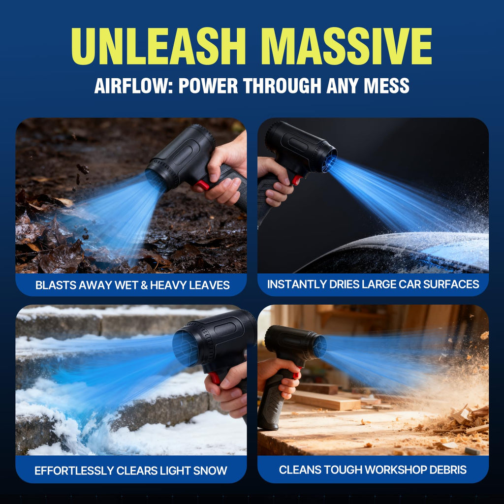 Cordless Car Dryer Air Blower 680CFM, 64mm Brushless Turbo Jet Fan 2.65LB Thrust, 750W Rechargeable Car Blower for Drying Auto SUV Motorcycle Detailing, 30W Fast Charge Touchless Car Wash Dryer Blower