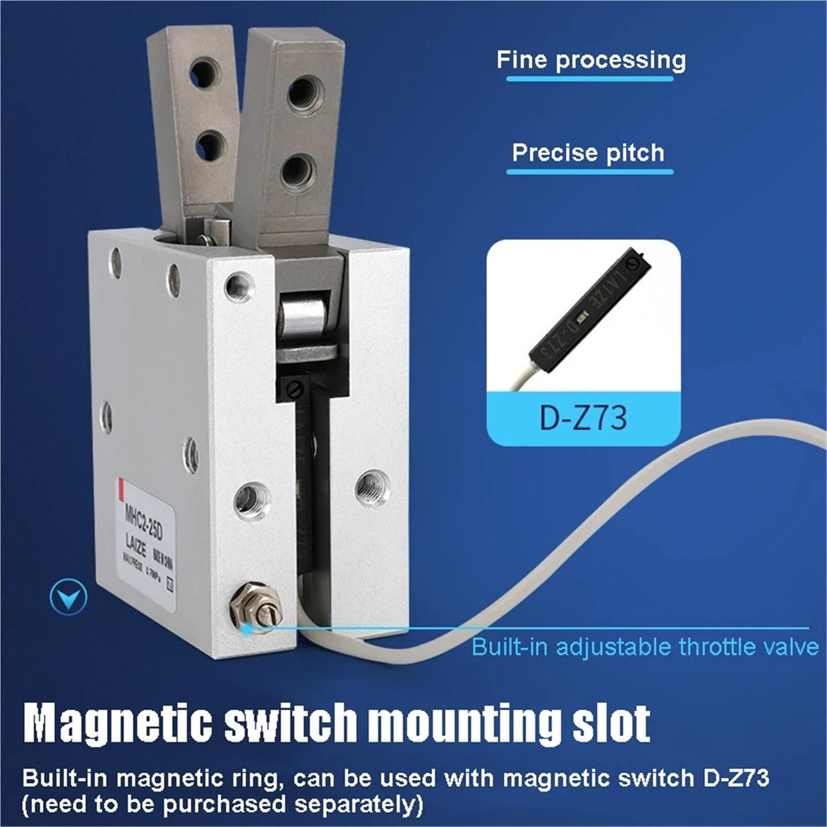 MHC2 Type Air Gripper Claw Pneumatic Cylinder Robot Gripper Double Action MHC2-10D MHC2-16D MHC2-20D MHC2-25D MHC2-32D(MHC2-32D)
