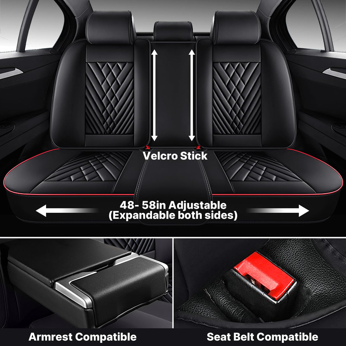 Full Set for Cadillac OPTIQ Seat Covers 2025-2027, Black-Red