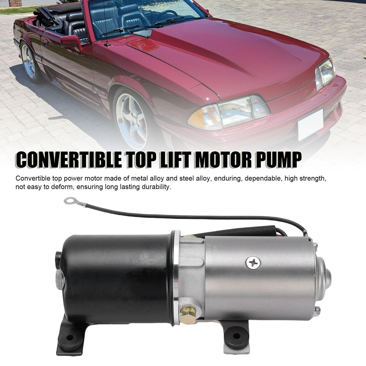 Convertible Top Hydraulic Motor Pump, High Strength Metal Alloy PTM 2 Convertible Top Lift Motor Pump, Hydraulic Roof with Bracket Wiring for Vehicles