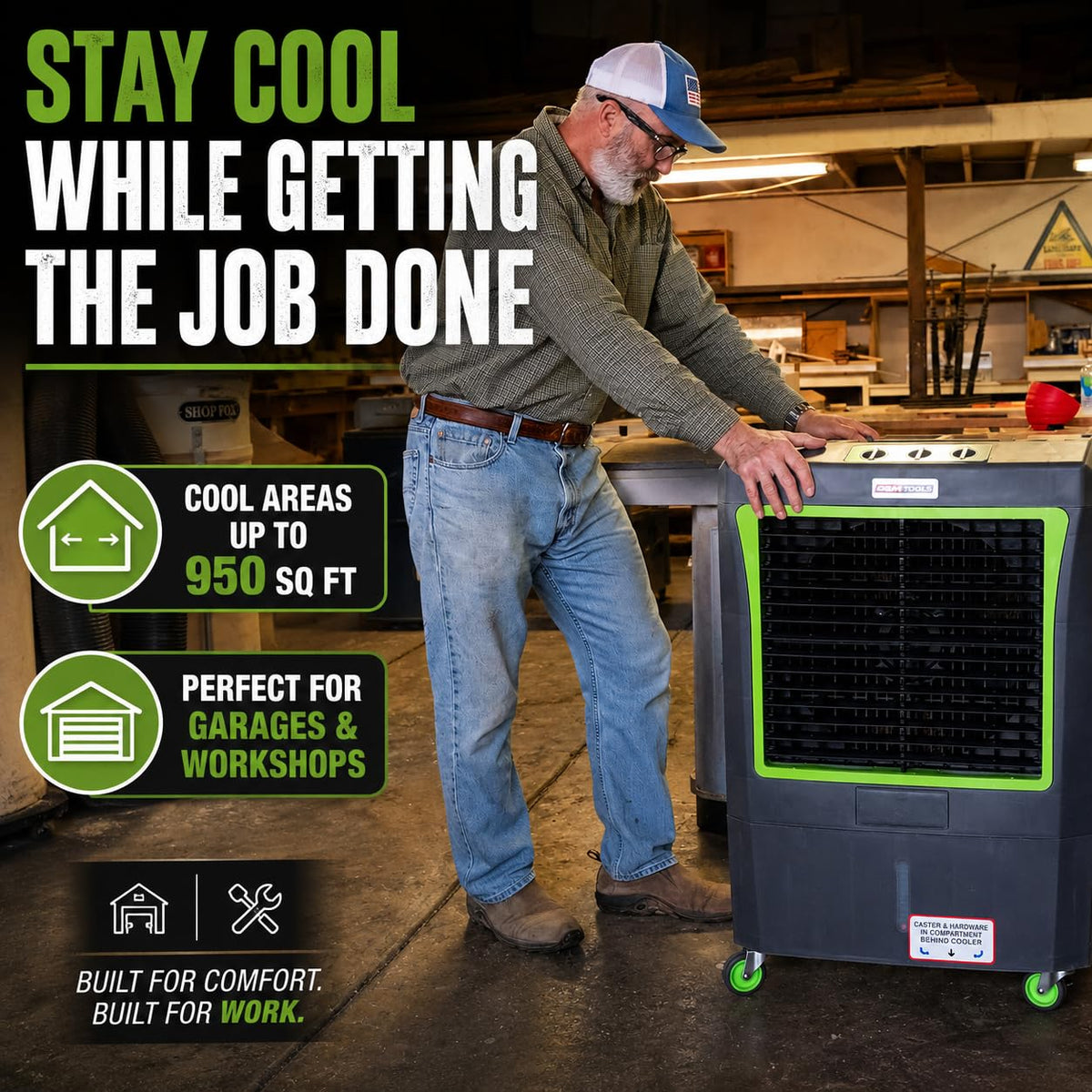 Evaporative Cooler and Liquid Transfer Pump, 3,100 CFM, Handheld Pump