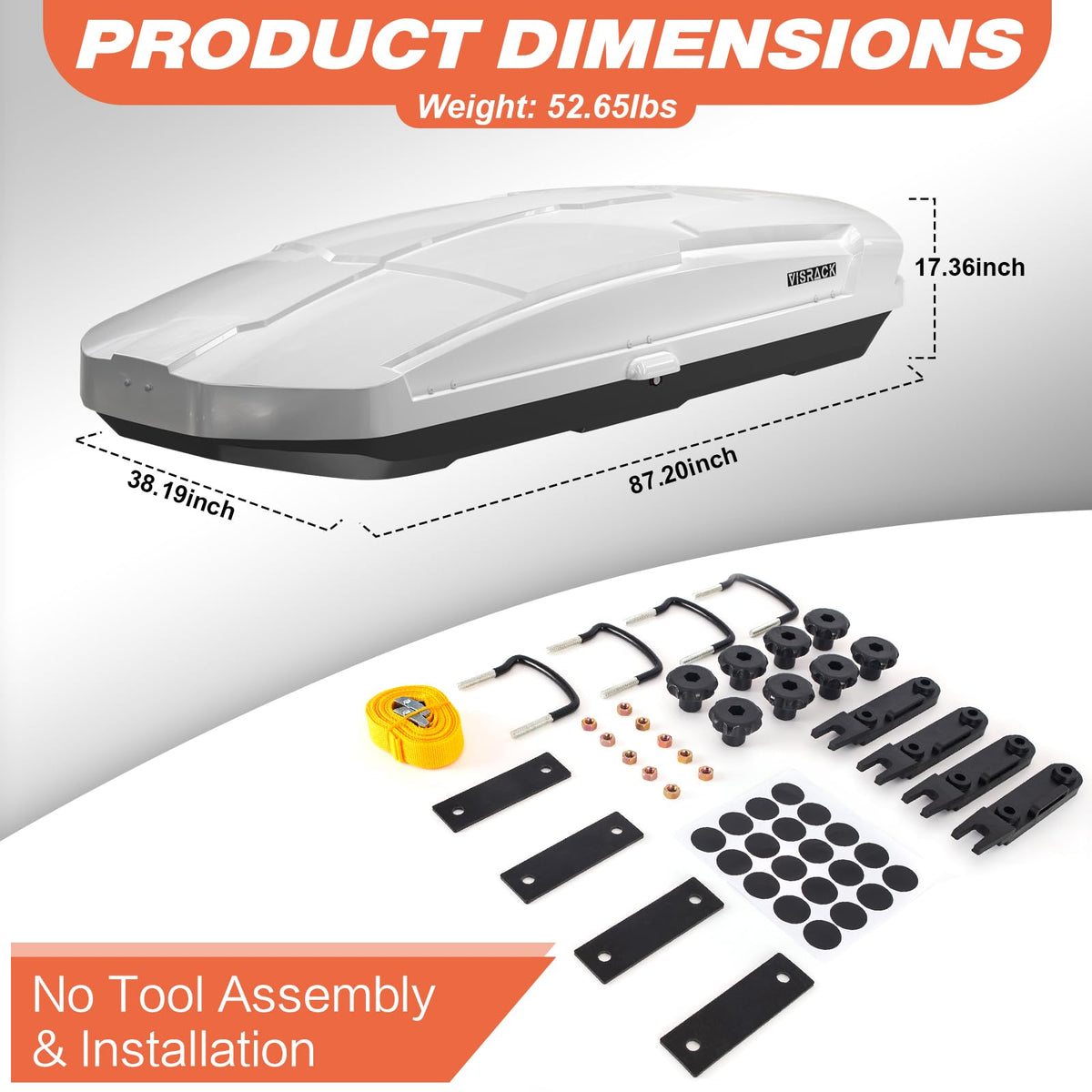 Roof Cargo Box, Dual-Side Opening Design, 26 Cubic Feet Capacity