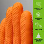 TREEGO 10 Mil Orange Nitrile Mechanic Gloves, Diamond Grip, 1000 Count M