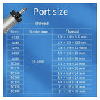 1pcs Pneumatic Cylinder SC Standard Air Cylinder 32/40/50/63/80/100mm Bore 25/50/75/100/125/150/175/200mm Stroke Pneumatic Cylinders(Bore 40mm)