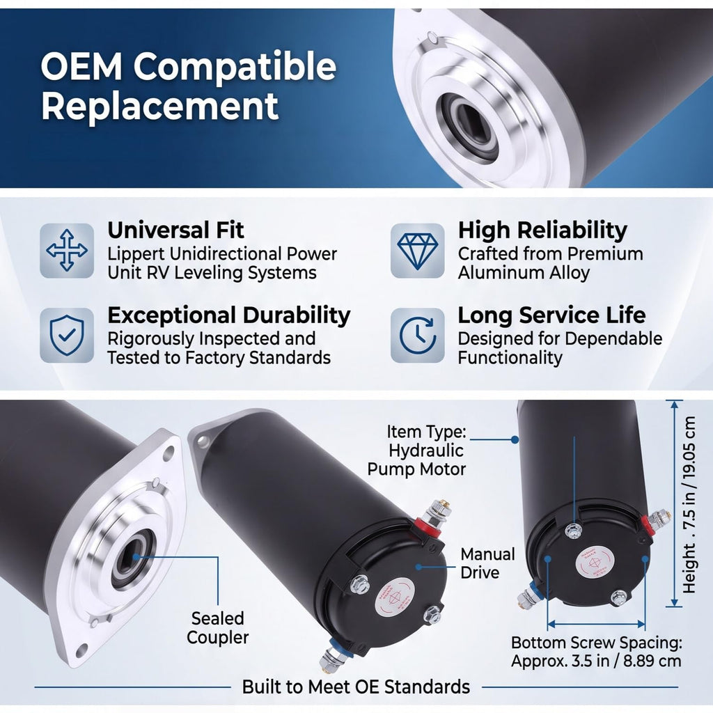 Motors Replacement for Lippert RV Leveling System with Sealed Coupling 414850 179327 286722 12V Hydraulic Pump Motor Aluminum Alloy Nan Other Means of Transportation