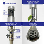 COSMOSTAR 2.5" 2:1 Air Operated Pneumatic Piston Pump for 55 Gallon Drum Teflon Packing Oil Chemical Transfer Pumps 4.0GPM/15LPM, High Fluid Pressure 240 Psi