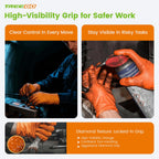 TREEGO 10 Mil Orange Nitrile Mechanic Gloves, Diamond Grip, 1000 Count M