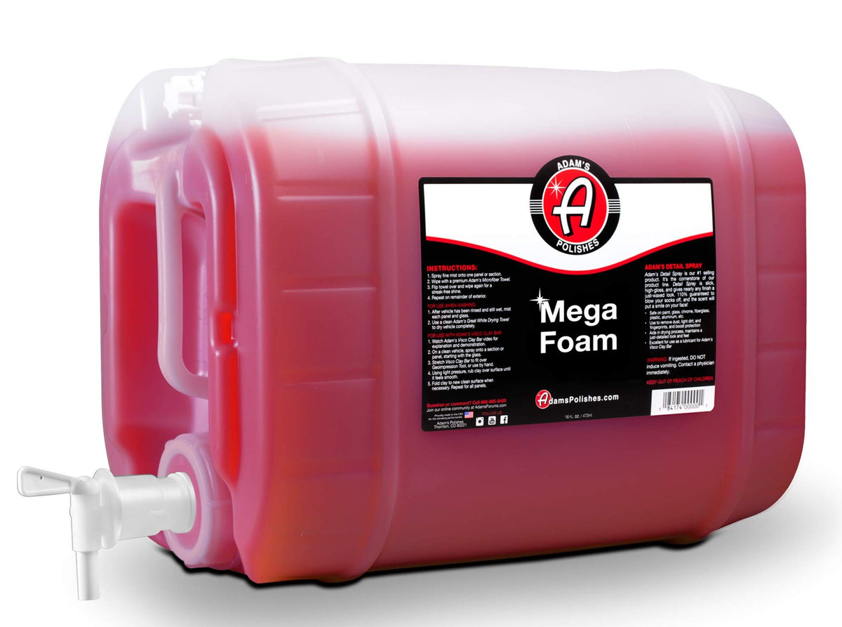 Adam’s Mega Foam (5 Gallon) - pH Neutral, Ultra Concentrated for Foam Cannon, Foaming Spray Gun, or Bucket – Safe for Wax, Sealants & Ceramic Coating – High Suds Car Cleaner