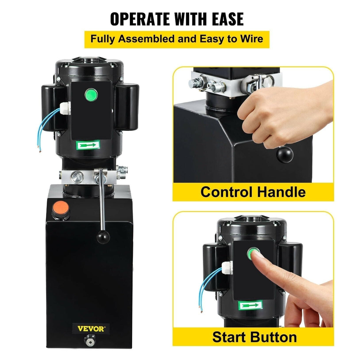 Low Profile Hydraulic Lifting Jack Car Mounted Hydraulic Pump 14L Quarthydraulic Pump Unit Dump Trailer Auto Repair Shop with Oil Reservoir Tan Car Hydraulic Pumps