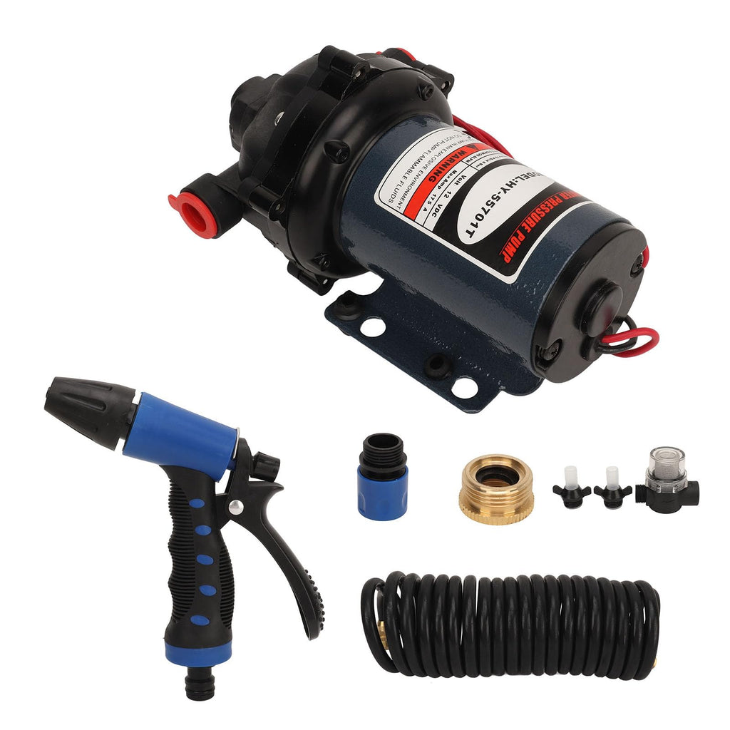 12V Washdown Pump Kit High Pressure 5.5GPM 70PSI Water Sprayer for Car Motorcycle Home Cleaning Iron Material 6m Hose
