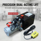 Double Acting Hydraulic Pump 8 Quart Hydraulic Power Units 12V DC Hydraulic Pump SAE#6 Connector for Dump Trailer Car Lifting