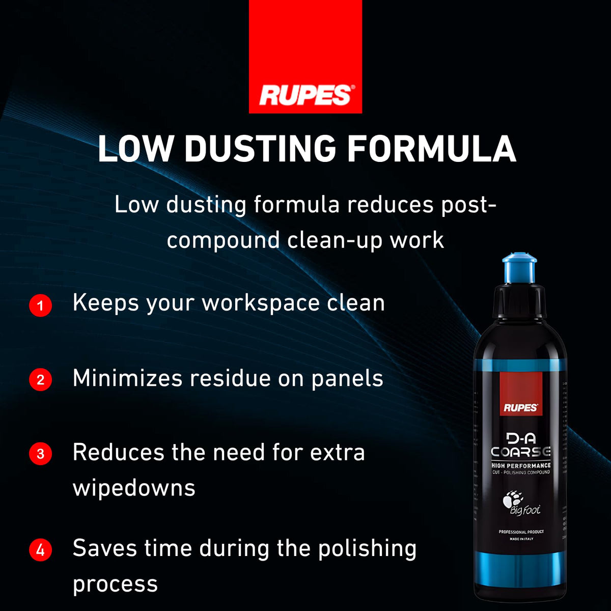 RUPES 9.DACOARSE250 Pack of 12 Blue 250 ml D-A Coarse High Performance Cut Polishing Compounds for Car Detailing & Removing Scratches | Removes Swirl Marks | Moderate to Severe Defect Removal