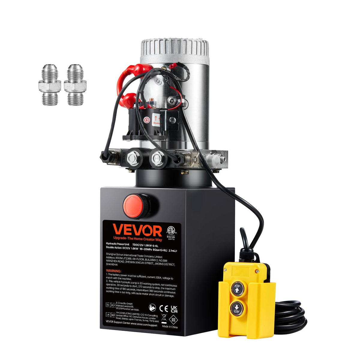 VEVOR 14 Quart Hydraulic Pump 2.2KW AC 220-240V Hydraulic Dump Trailer Pump